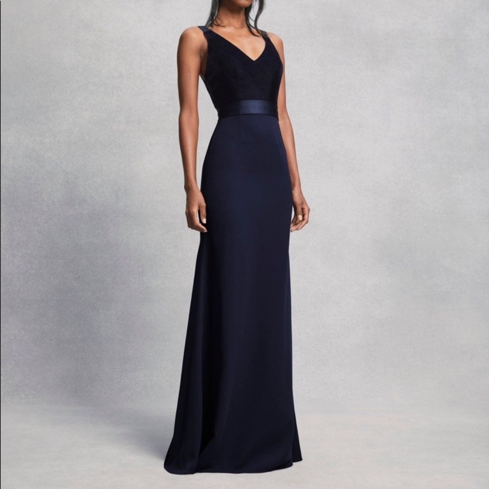 NWT White by Vera Wang Crepe and Velvet Bridesmaid Dress
